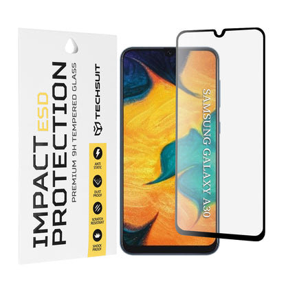 Zaščitna folija za zaslon Techsuit za Samsung Galaxy M31 M315 / M21 M215 / A50s A507 / A30s A307 / M30s M307, kaljeno steklo, polno lepilo, črna