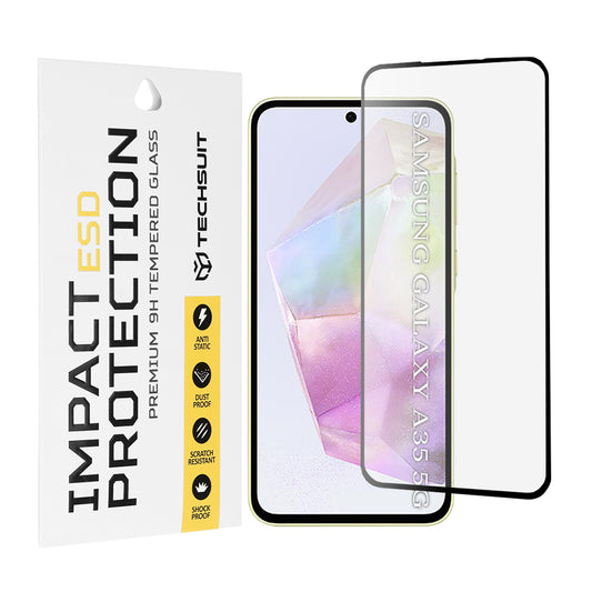 Zaščitna folija za zaslon Techsuit za Samsung Galaxy M35 / A55 5G A556 / A35 5G A356, kaljeno steklo, polno lepilo, črna