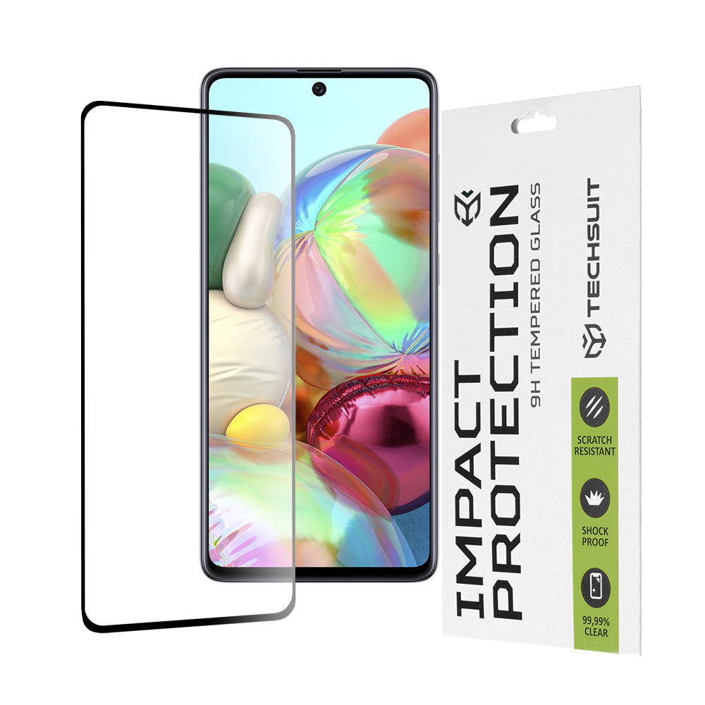 Zaščitna folija za zaslon Techsuit za Samsung Galaxy M51 M515 / A71 5G A716 / Note10 Lite N770, kaljeno steklo, polno lepilo, 111D, črna