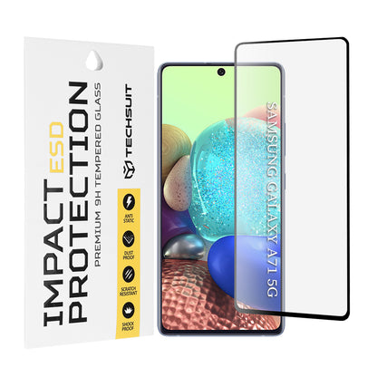 Zaščitna folija za zaslon Techsuit za Samsung Galaxy M51 M515 / A71 5G A716 / Note10 Lite N770 / A71 A715, kaljeno steklo, polno lepilo, črna