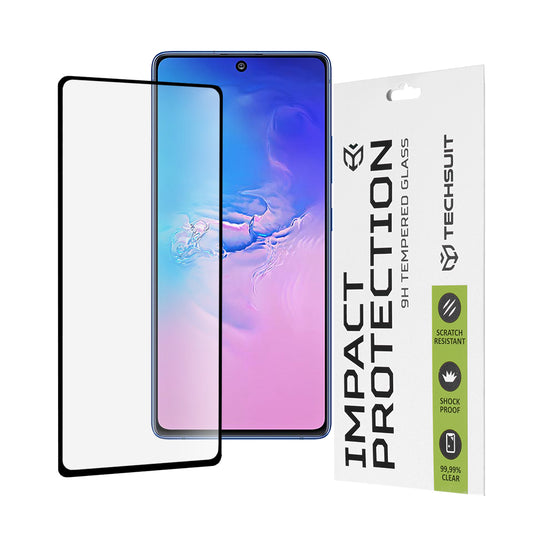 Zaščitna folija za zaslon Techsuit za Samsung Galaxy S10 Lite G770, kaljeno steklo, polno lepilo, 111D, črna