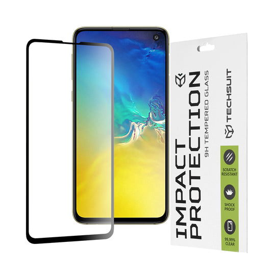 Zaščitna folija za zaslon Techsuit za Samsung Galaxy S10e G970, kaljeno steklo, polno lepilo, 111D, črna