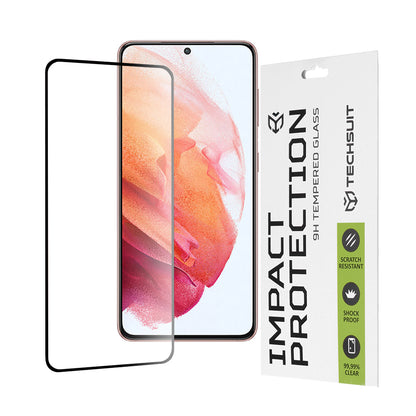 Zaščitna folija za zaslon Techsuit za Samsung Galaxy S21 5G G991, kaljeno steklo, polno lepilo, 111D, črna