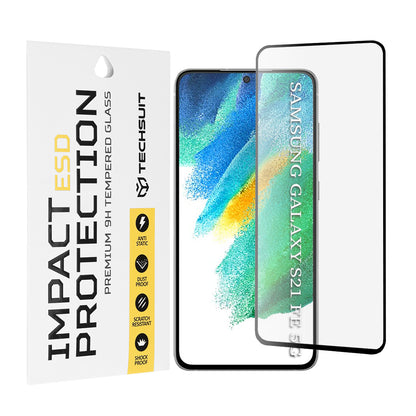 Zaščitna folija za zaslon Techsuit za Samsung Galaxy S21 FE 5G G990, kaljeno steklo, polno lepilo, črna
