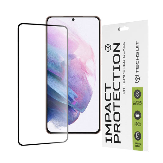 Zaščitna folija za zaslon Techsuit za Samsung Galaxy S21+ 5G G996, kaljeno steklo, polno lepilo, 111D, črna