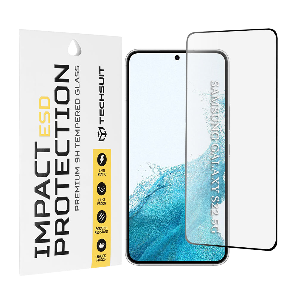 Zaščitna folija za zaslon Techsuit za Samsung Galaxy S23 S911 / S22 5G S901, kaljeno steklo, polno lepilo, črna