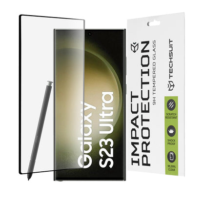 Zaščitna folija za zaslon Techsuit za Samsung Galaxy S23 Ultra S918, kaljeno steklo, polno lepilo, 111D, črna