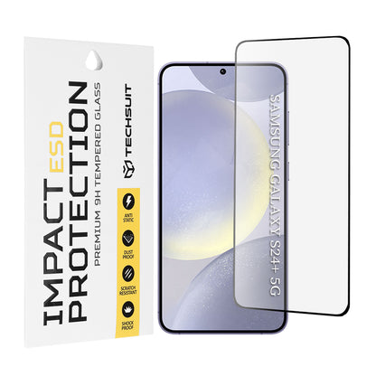 Techsuit Screen Protector Film for Samsung Galaxy S24+ S926, Tempered Glass, Full Glue, Black