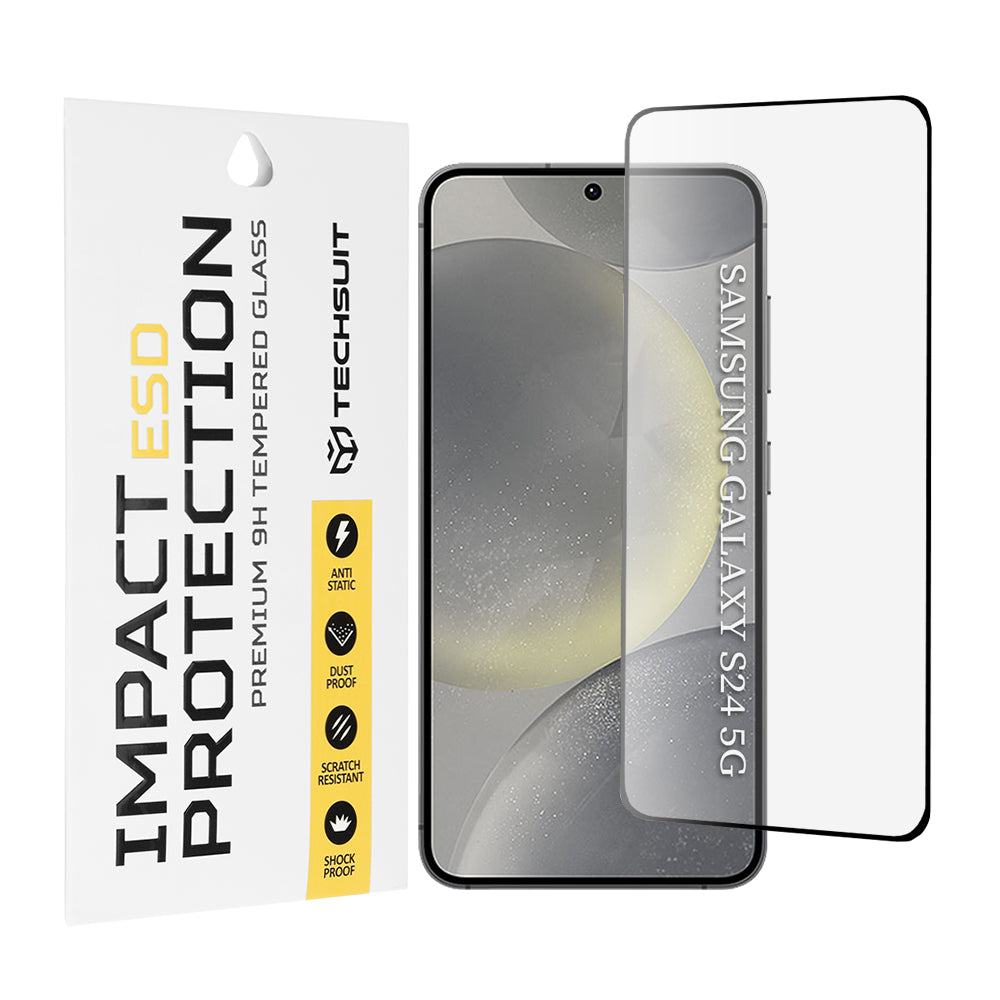 Zaščitna folija za zaslon Techsuit za Samsung Galaxy S24 S921, kaljeno steklo, polno lepilo, črna