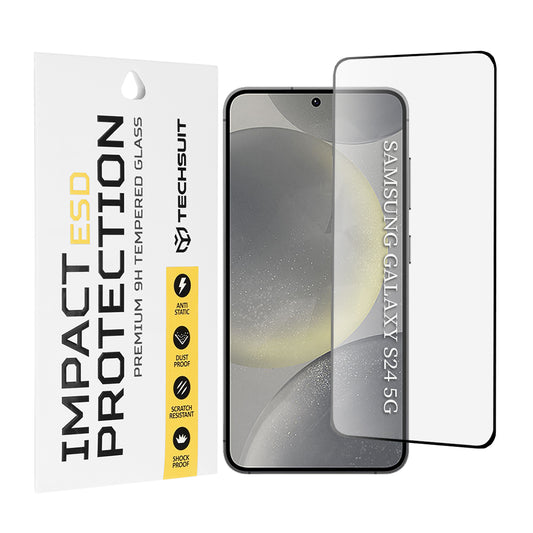Zaščitna folija za zaslon Techsuit za Samsung Galaxy S24 S921, kaljeno steklo, polno lepilo, črna