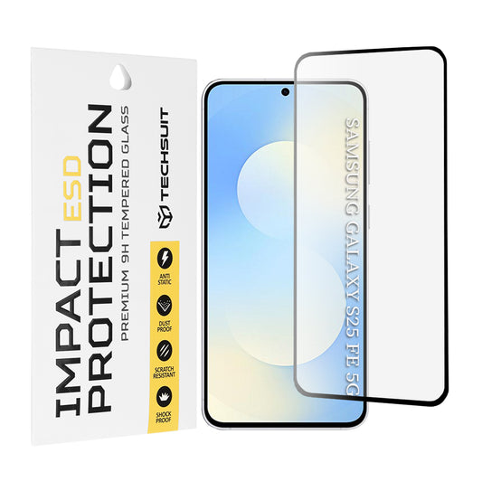 Zaščitna folija za zaslon Techsuit za Samsung Galaxy S25 FE, kaljeno steklo, polno lepilo, črna