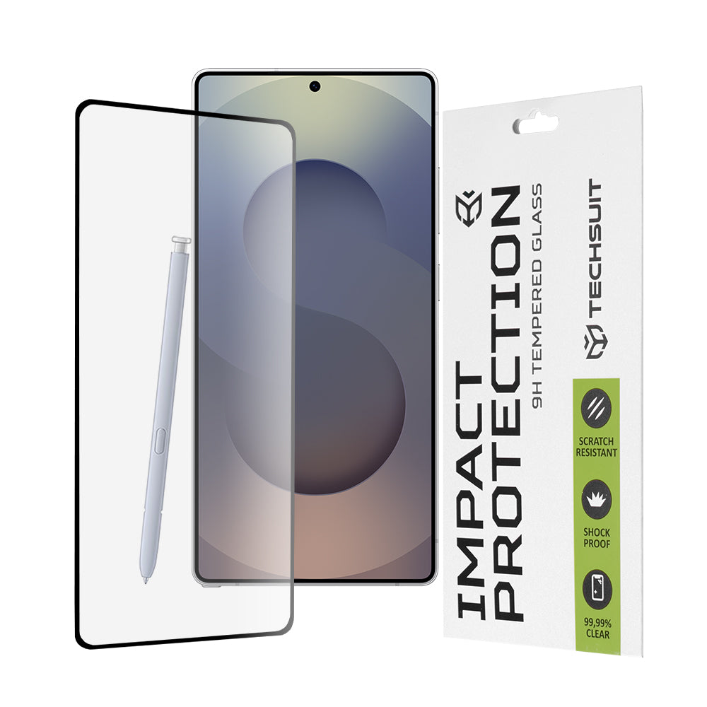 Zaščitna folija za zaslon Techsuit za Samsung Galaxy S25 Ultra S938, kaljeno steklo, polno lepilo, 111D, črna