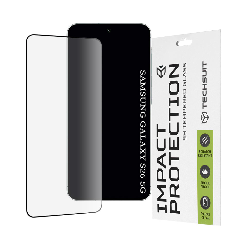 Zaščitna folija za zaslon Techsuit za Samsung Galaxy S26, Kaljeno steklo, Full Glue, 111D, Črna