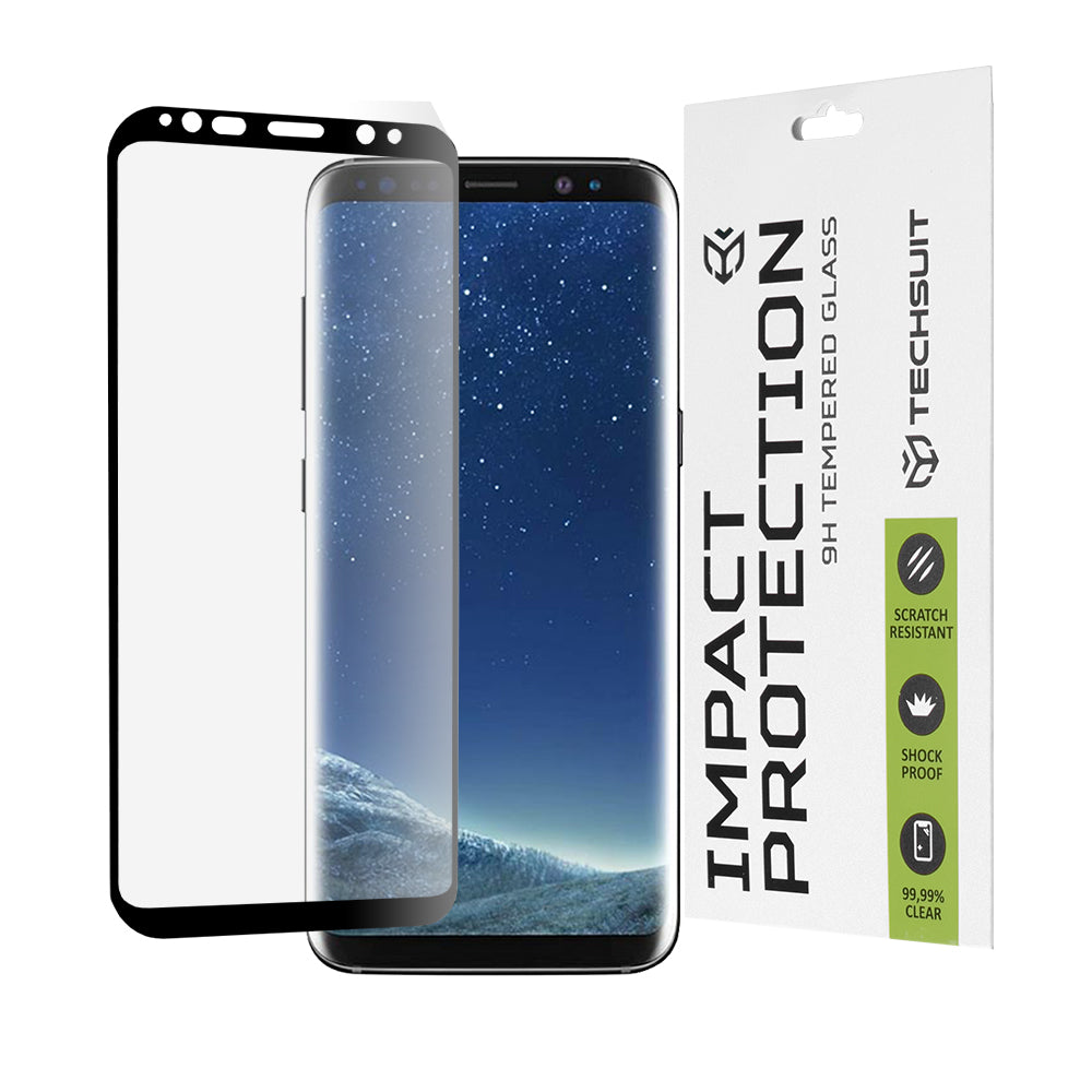 Zaščitna folija za zaslon Techsuit za Samsung Galaxy S8 G950, kaljeno steklo, polno lepilo, 111D, črna