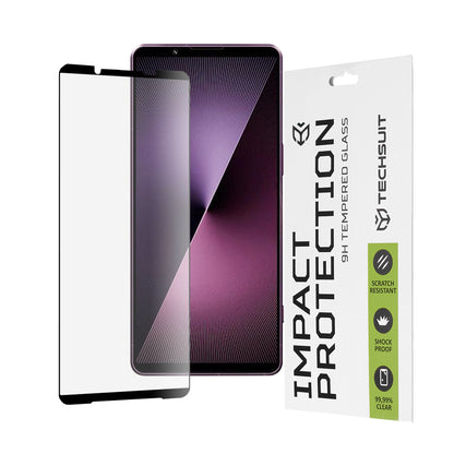 Techsuit Screen Protector Film for Sony Xperia 1 VII, Tempered Glass, Full Glue, 111D, Black