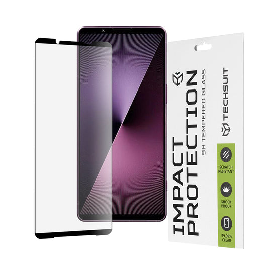 Zaščitna folija za zaslon Techsuit za Sony Xperia 1 VII, kaljeno steklo, Full Glue, 111D, črna