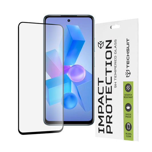 Zaščitna folija za zaslon Techsuit za Tecno Spark 20 Pro / Pova 5 Pro / Hot 40 / Hot 40 Pro, kaljeno steklo, polno lepilo, 111D, črna