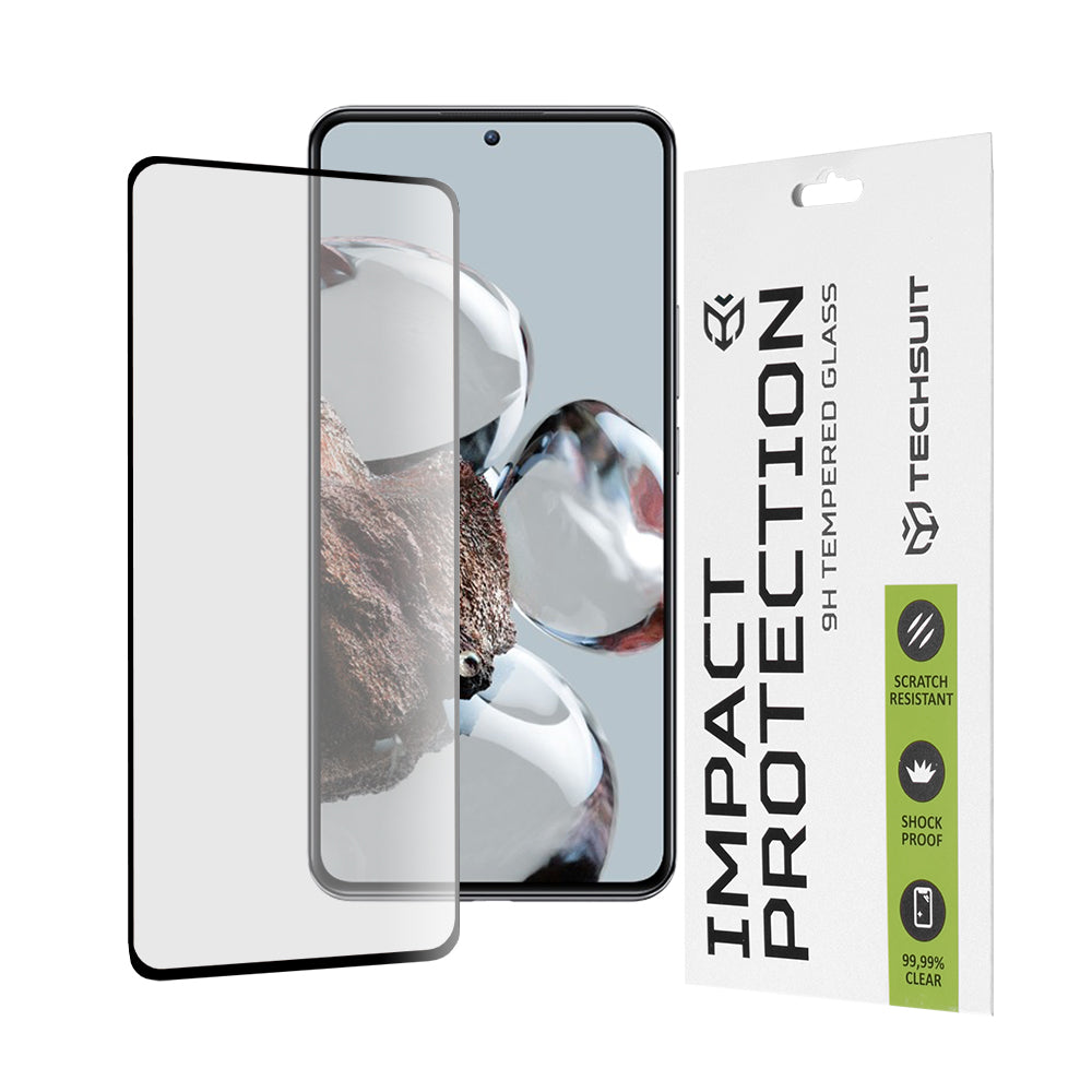 Techsuit Screen Protector Film for Xiaomi 12T / 12T Pro, Tempered Glass, Full Glue, 111D, Black