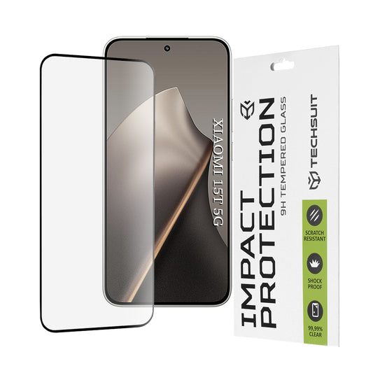 Zaščitna folija za zaslon Techsuit za Xiaomi 15T, Kaljeno steklo, Full Glue, 111D, Črna