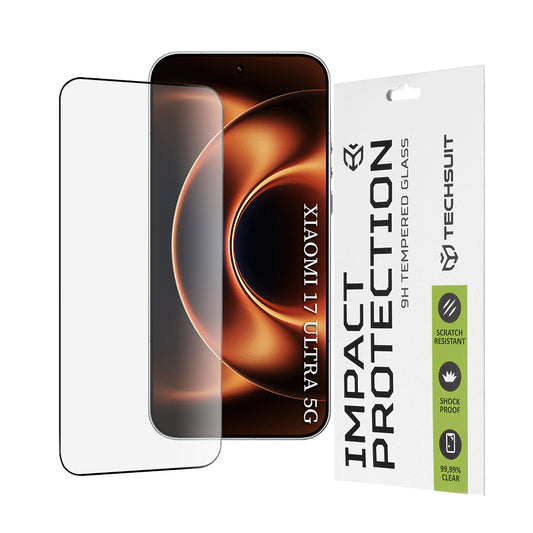 Zaščitna folija za zaslon Techsuit za Xiaomi 17 Ultra, Kaljeno steklo, Full Glue, 111D, Črna