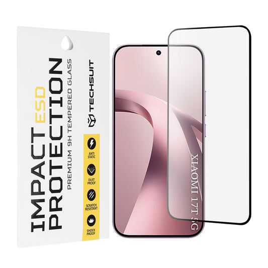 Zaščitna folija za zaslon Techsuit za Xiaomi 17T, kaljeno steklo, polno lepilo, črna