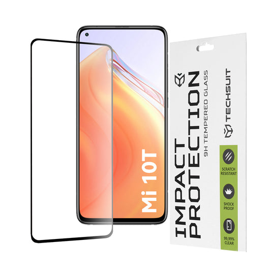 Zaščitna folija za zaslon Techsuit za Xiaomi Mi 10T 5G / 10T Pro 5G, kaljeno steklo, polno lepilo, 111D, črna