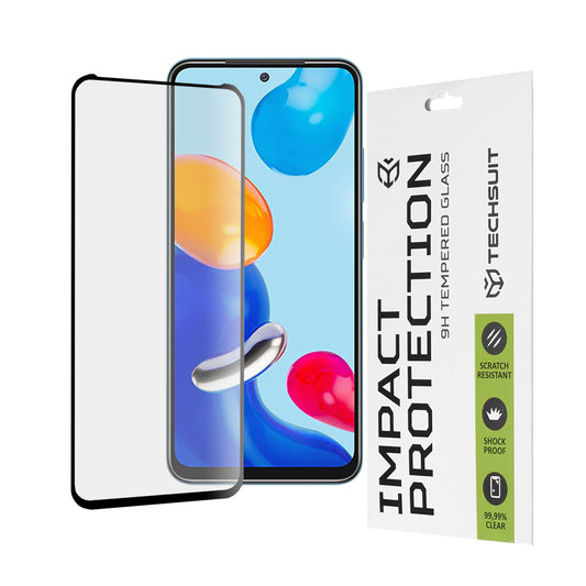 Zaščitna folija za zaslon Techsuit za Xiaomi Poco M4 Pro / Redmi Note 11S / Note 11, kaljeno steklo, polno lepilo, 111D, črna