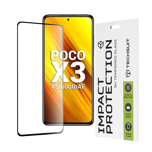 Zaščitna folija za zaslon Techsuit za Xiaomi Poco X3 Pro / X3 NFC / X3, kaljeno steklo, polno lepilo, 111D, črna