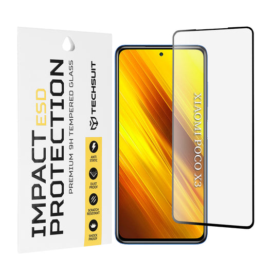 Zaščitna folija za zaslon Techsuit za Xiaomi Poco X3 Pro / X3 NFC / X3, kaljeno steklo, polno lepilo, črna