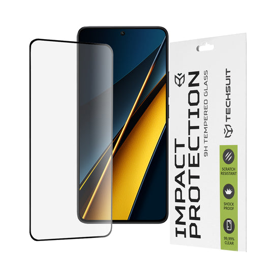 Zaščitna folija za zaslon Techsuit za Xiaomi Poco X6 Pro, kaljeno steklo, Full Glue, 111D, črna