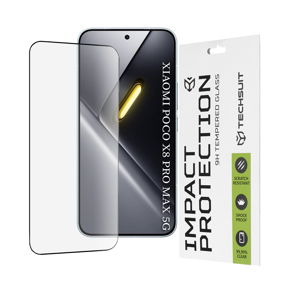Zaščitna folija za zaslon Techsuit za Xiaomi Poco X8 Pro Max, Kaljeno steklo, Full Glue, 111D, Črna