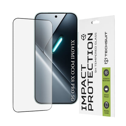 Zaščitna folija za zaslon Techsuit za Xiaomi Poco X8 Pro, Kaljeno steklo, Full Glue, 111D, Črna