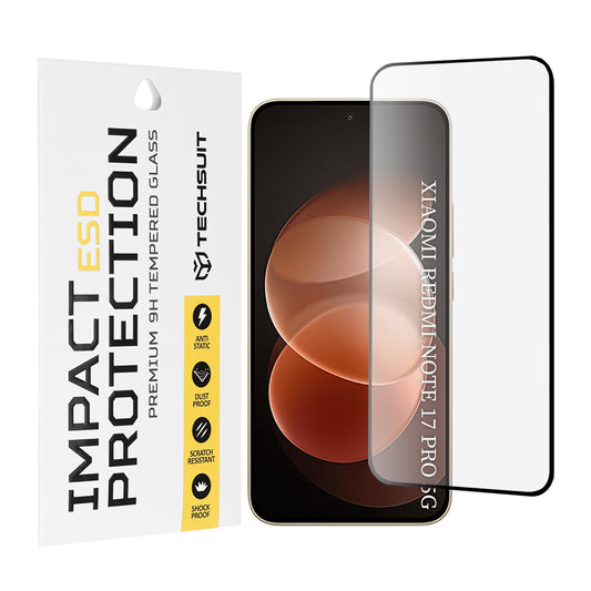 Zaščitna folija za zaslon Techsuit za Xiaomi Poco X8 / Redmi Note 17 Pro / Note 17 Pro Max, kaljeno steklo, Full Glue, črna