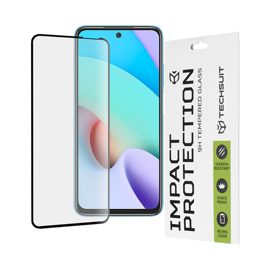 Zaščitna folija za zaslon Techsuit za Xiaomi Redmi 10 2022 / 10 (2021), kaljeno steklo, polno lepilo, 111D, črna