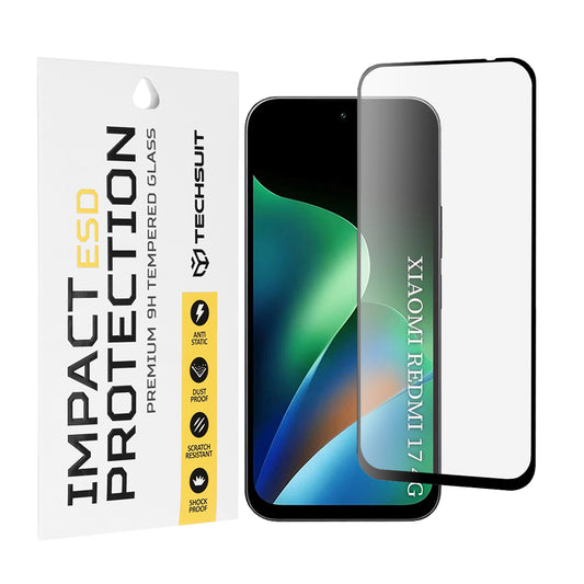 Zaščitna folija za zaslon Techsuit za Xiaomi Redmi 17 5G / 17 4G, kaljeno steklo, polno lepilo, črna