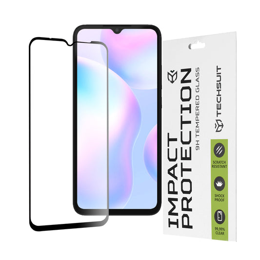 Zaščitna folija za zaslon Techsuit za Xiaomi Redmi A2+ / A2 / A1+ / A1 / 10A, kaljeno steklo, polno lepilo, 111D, črna
