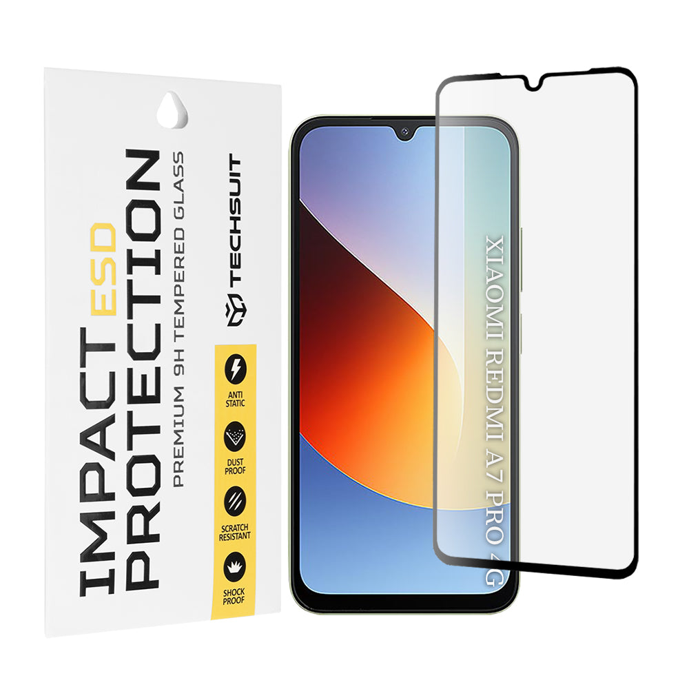 Zaščitna folija za zaslon Techsuit za Xiaomi Redmi A7 Pro 4G, kaljeno steklo, polno lepilo, črna
