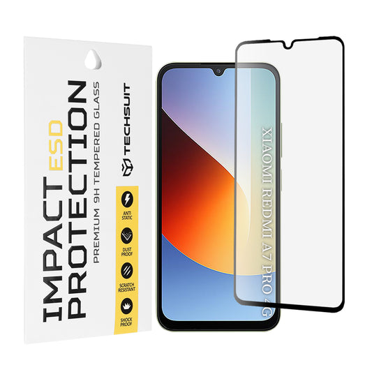 Zaščitna folija za zaslon Techsuit za Xiaomi Redmi A7 Pro 4G, kaljeno steklo, polno lepilo, črna