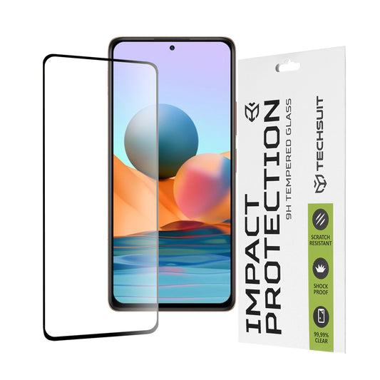 Zaščitna folija za zaslon Techsuit za Xiaomi Redmi Note 10 Pro Max / Note 10 Pro, kaljeno steklo, polno lepilo, 111D, črna