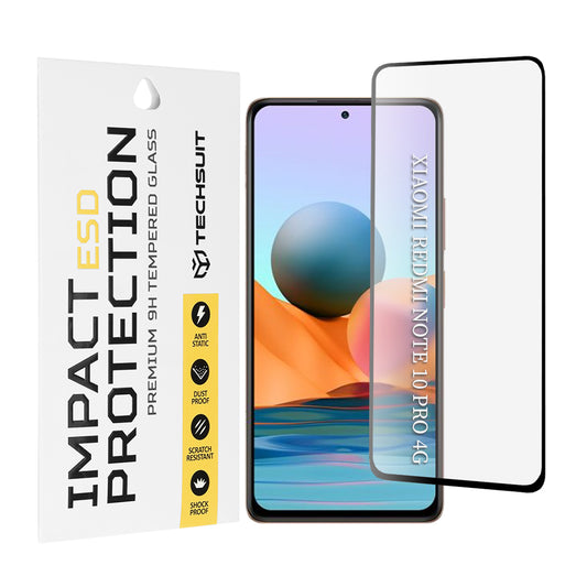 Zaščitna folija za zaslon Techsuit za Xiaomi Redmi Note 10 Pro Max / Note 10 Pro, kaljeno steklo, polno lepilo, črna