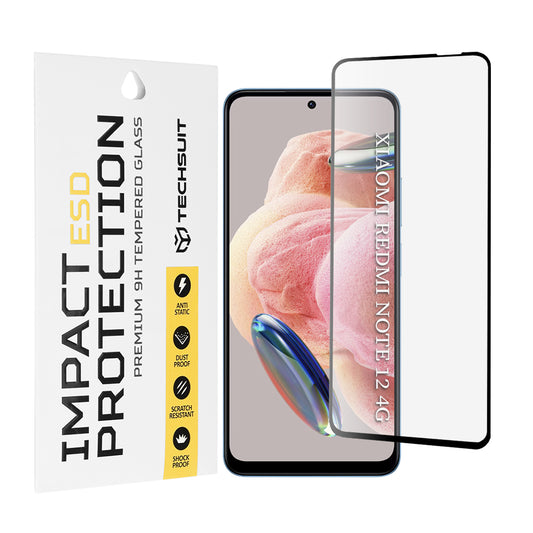 Zaščitna folija za zaslon Techsuit za Xiaomi Redmi Note 12 4G / Note 12 5G / Poco X5, kaljeno steklo, polno lepilo, črna