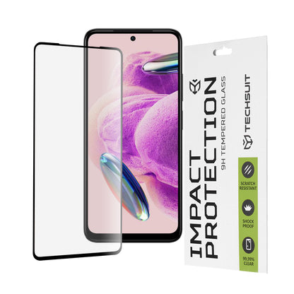 Techsuit Screen Protector Film for Xiaomi Redmi Note 12S, Tempered Glass, Full Glue, 111D, Black