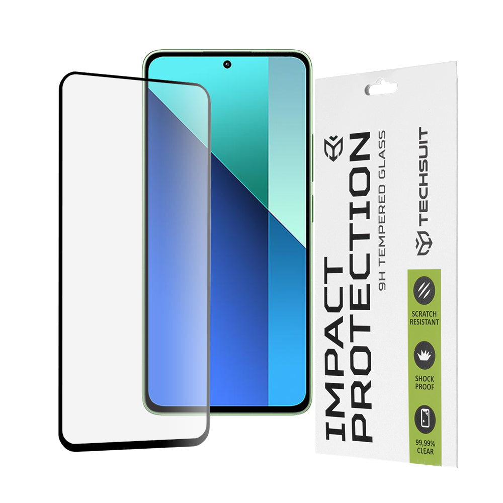Zaščitna folija za zaslon Techsuit za Xiaomi Redmi Note 13 4G, kaljeno steklo, polno lepilo, 111D, črna