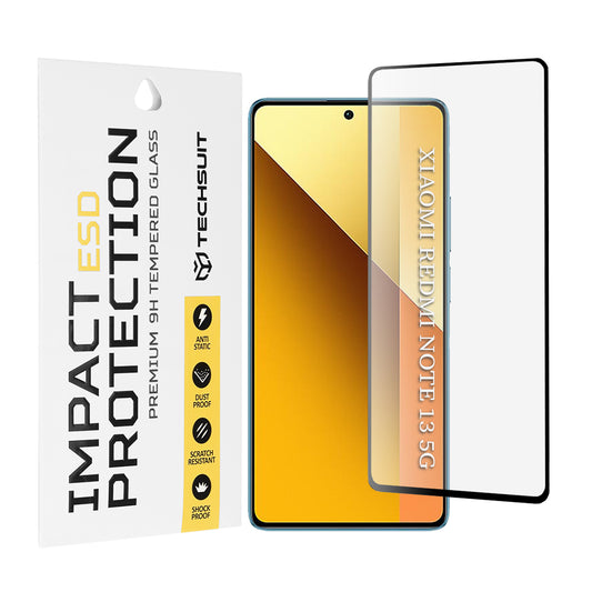 Zaščitna folija za zaslon Techsuit za Xiaomi Redmi Note 13 5G, kaljeno steklo, polno lepilo, črna