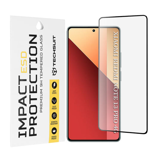 Zaščitna folija za zaslon Techsuit za Xiaomi Redmi Note 13 Pro 4G / Poco M6 Pro 4G, kaljeno steklo, polno lepilo, črna