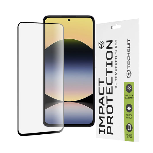 Zaščitna folija za zaslon Techsuit za Xiaomi Redmi Note 14 4G (Regional) / Note 14 5G, kaljeno steklo, polno lepilo, 111D, črna