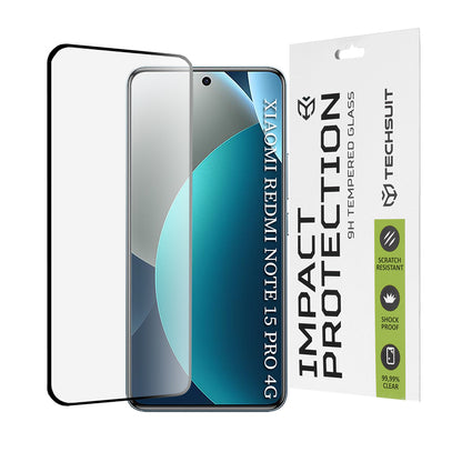 Zaščitna folija za zaslon Techsuit za Xiaomi Redmi Note 15 Pro 4G, Kaljeno steklo, Full Glue, 111D, Črna