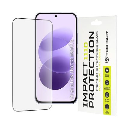 Zaščitna folija za zaslon Techsuit za Xiaomi Redmi Note 17 4G / Note 17 5G, kaljeno steklo, Full Glue, 111D, črna