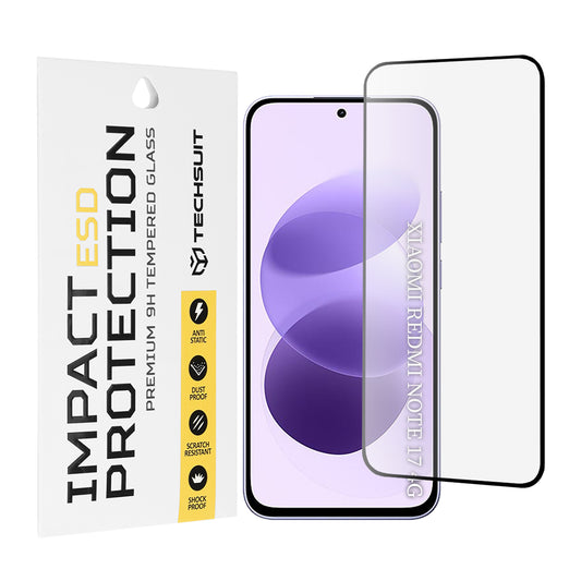 Zaščitna folija za zaslon Techsuit za Xiaomi Redmi Note 17 4G / Note 17 5G, kaljeno steklo, Full Glue, črna