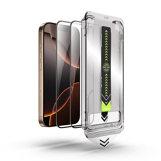 Zaščitna folija za zaslon Techsuit TitanGlass za Apple iPhone 17 / 16 Pro, Kaljeno steklo, Full Glue, Set 2 kosa, Črna